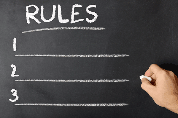 Image: Chalkboard with list of rules / checklist